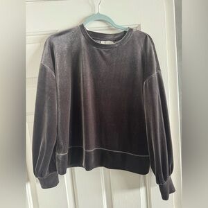 Madewell Velvet Crewneck Sweater in Dark Brown